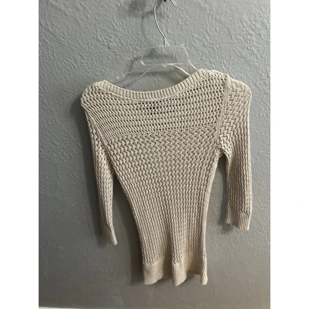 White‎ House Black Market Women Beige  Metallic Tunic Sweater Size Small